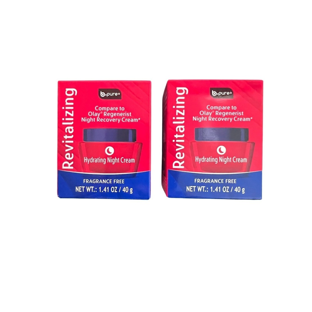 2pk b.pure Revitalizing Hydrating Night Cream Fragrance Free 1.41oz‎ Each Vit E